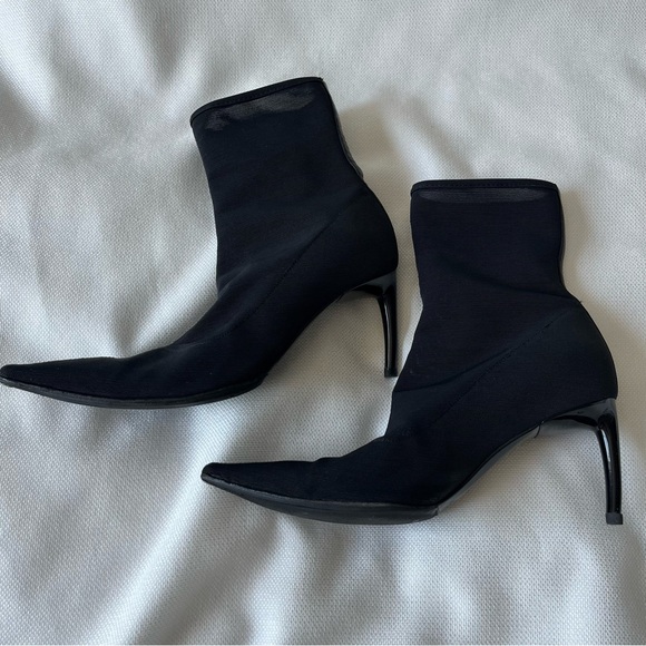 SERGIO ROSSI Vinyl Mesh Sock Boots Black Size 37 - Picture 3 of 14